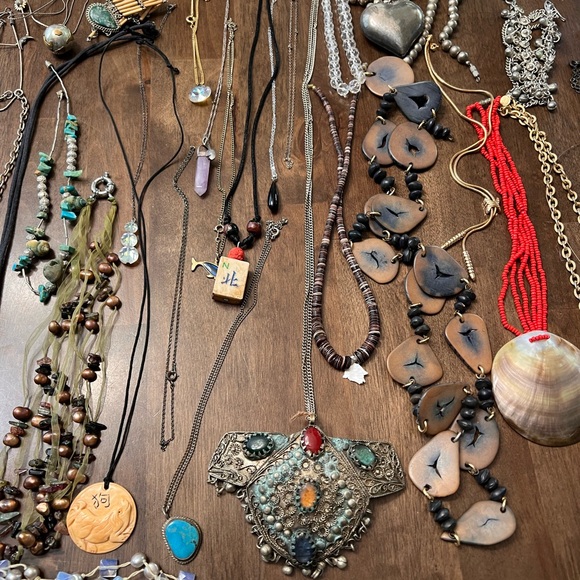 Vintage sterling silver boho turquoise shell Hawaii hippie jewelry bundle - Picture 3 of 11